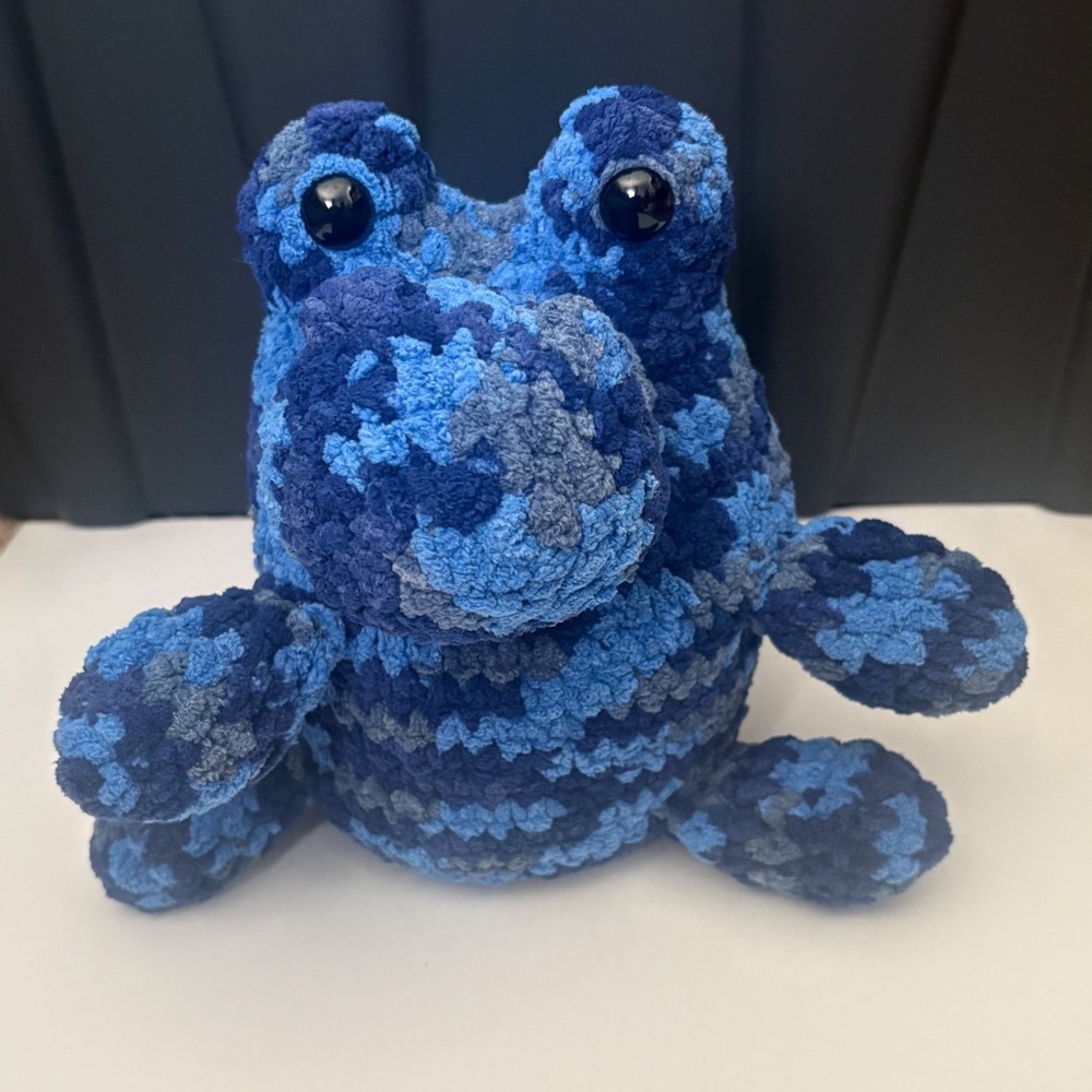 Crochet Alligator Plush Blue Gray Camo Amigurumi Stuffed Animal Crocodile